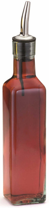 Tablecraft Prima Square Bottle with Stainless Steel Pourer, 8.5 Ounce -- 12 per case