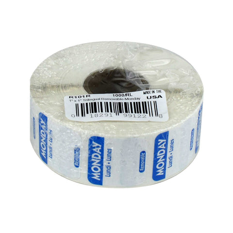 National Checking Company Dateit Blue Trilingual Removable Label - Monday, 1 x 1 inch -- 1000 per case.