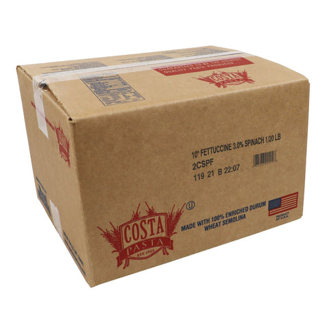 Costa 10 inch Fettuccine Spinach Bronze Pasta, 20 Pound.