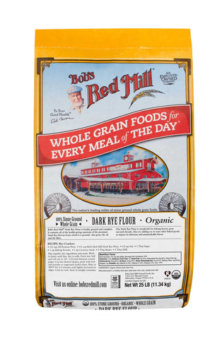 Bobs Red Mill Organic Dark Rye Flour, 25 Pound.