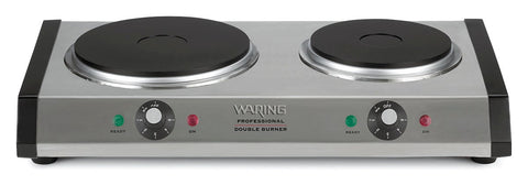 Waring Commercial Cast Iron Double Burner, 3.25 x 19.75 x 12.25 inch.