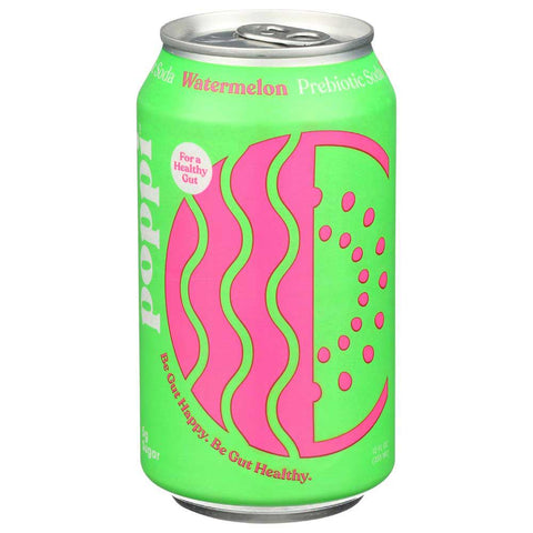 Poppi Watermelon Prebiotic Soda, 12 Fluid Ounce -- 12 per case