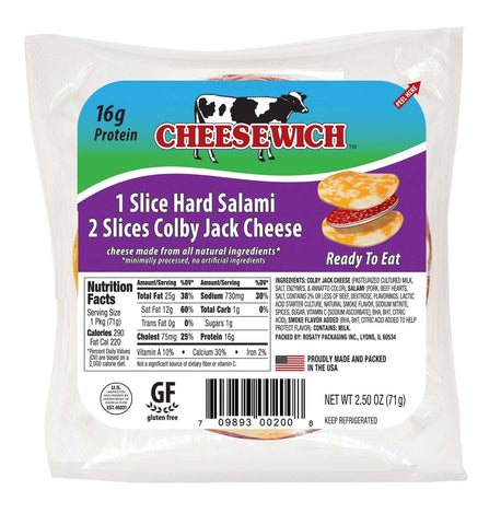 Cheesewich Colby Jack and Salami, 2.5 Ounce -- 96 per case.