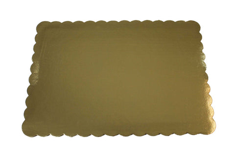 Boxit Double Wall 0.5 Sheet White Gold Scalloped Cake Pad -- 50 per case.