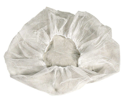 21 White Flat Pack Bouffant Cap -- 10 case -- 100 count.
