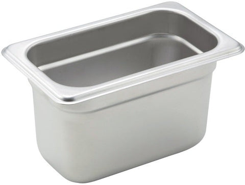 Winco 23 Gauge Stainless Steel Ninth Size Anti Jam Steam Pan, 4 inch Depth