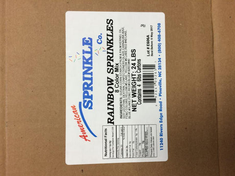 American Sprinkle 8 Color Rainbow Sprinkles, 6 Pound -- 4 per case.