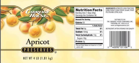 Preserves Carriage House Apricot 6 Case 4 Pound