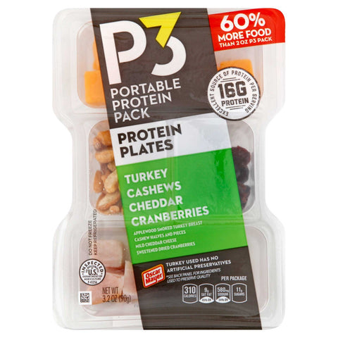 Oscar Mayar P3 Turkey and Cashew Cheddar Convenience Meal, 3.2 Ounce -- 8 per case.