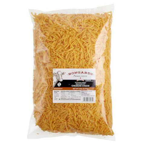 Bongards Reduced Fat Cheddar Feather Cheese Shred, 5 Pound -- 4 per case