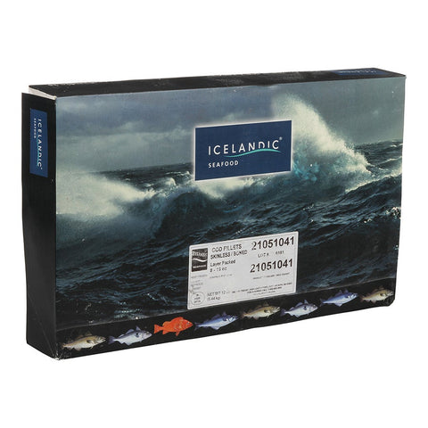 Frozen At Sea Atlantic Cod Fillet, 8 to 16 Ounce of Varies Pieces Per Box, 12 Pound -- 4 per case.