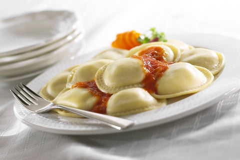 Rosina Food Cheese Ravioli Pasta - Round, 24 Ounce -- 12 per case.
