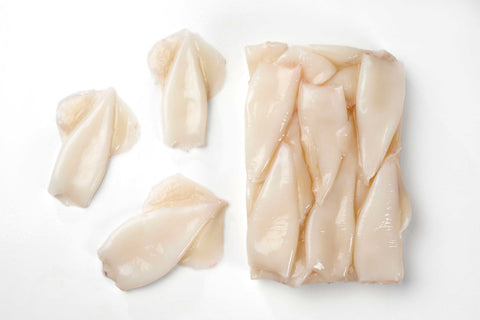 Pana Pesca Traditionally Cleaned Squid Tubes - 5/8 inch Tubes, 2.5 Pound -- 4 per case.