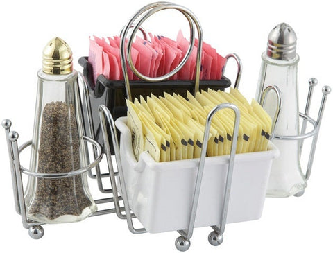 Winco Chrome Plated Cruet Rack for Salt/Pepper Shaker and Sugar Packets -- 12 per case