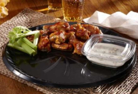 Sabert Sturdiware Black Round Platter with Clear PET High Dome Lid, 16 inch -- 25 per case