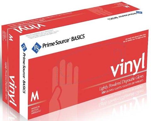 Bunzl Prime Source Lightly Powdered Medium Clear Basics Vinyl Gloves -- 1000 per case