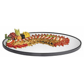 Cal Mil Oval Mirror Tray with Black Trim, 24 x 18 x 1 inch.
