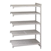 Cambro Brushed Graphite Basics Plus 5 Shelf Add-On Units Vented Shelves with 4 Vented Plus 1 Solid, 18 x 30 x 84 inch.