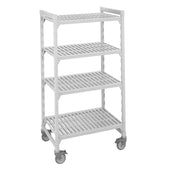 Cambro Speckled Gray 4 Solid Shelves High Density Mobile Unit, 21 x 36 x 67 inch.