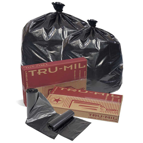 Pitt Plastics Linear Low 36x58 Black Perforated Coreless Roll Can Liner -- 50 per case.
