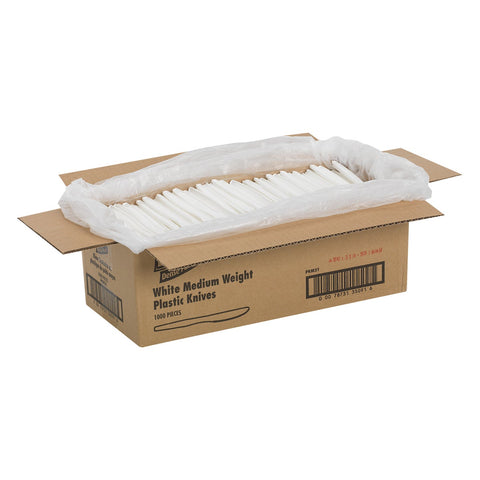 Dixie Plastic Cutlery, Mediumweight Knives, White, 1000/Carton
