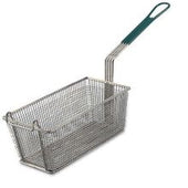 Alegacy Rectangular Wire Fry Basket with Green Plastic Handle, 12 1/2 x 6 1/4 x 4 7/8 inch.