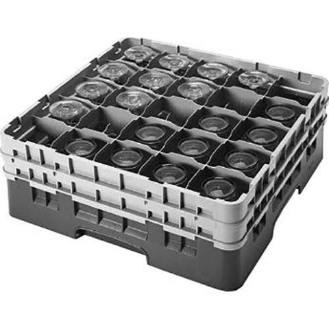 Cambro Camrack Polypropylene Black Full Size 25 Compartment Glass Rack, 5 1/4 inch -- 4 per case.