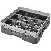 Cambro Camrack Polypropylene Black Full Size 9 Compartment Glass Rack, 3 5/8 inch -- 5 per case.