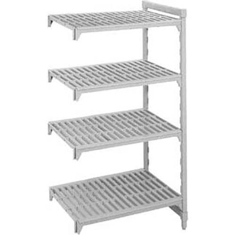Cambro Brushed Graphite Basics Plus 4 Shelf Add-On Units Vented Shelves with 3 Vented Plus 1 Solid, 18 x 36 x 72 inch.