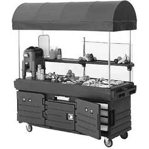 Cambro Granite Gray CamKiosk Cart with 4 Countertop Food Pan Wells, 85 1/8 x 94 x 33 1/2 inch.
