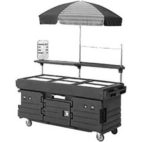 Cambro Hot Red CamKiosk Cart with 6 Countertop Food Pan Wells, 85 1/8 x 94 x 33 1/2 inch.