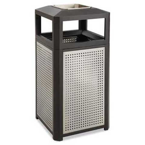 Safco Ashtray-Top Evos Series Steel Waste Container, 38gal, Black