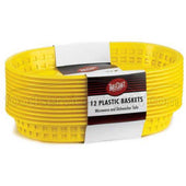 Tablecraft Cash and Carry Plastic Chicago Oval Brown Basket, 10 1/2 x 7 x 1 1/2 inch -- 3 pack per case.