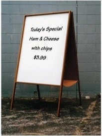 American Metalcraft Large Mahogany Sandwich Board, 30 x 54 inch.