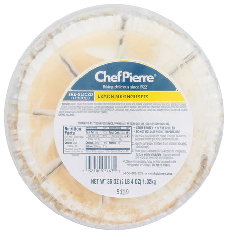 Sara Lee PIE LEMON MERINGUE TRADITIONAL SECONDS 8 SLICCE 10
