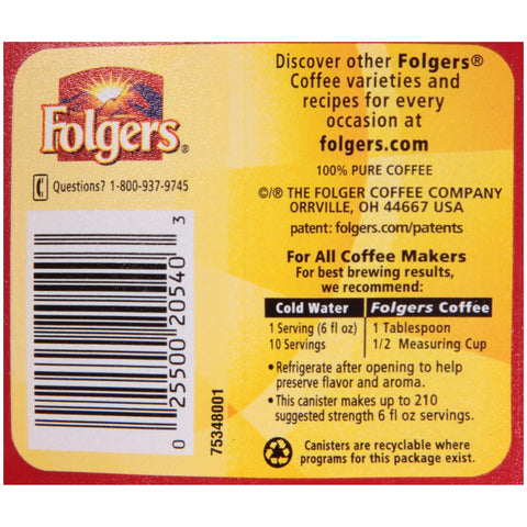 Folgers® COFFEE CAFFEINATED GROUND BLACK SILK CANISTER