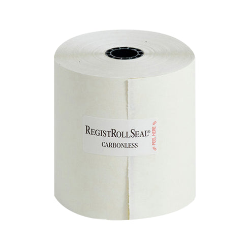 National Checking Company White 2 Ply Carbonless Register Roll, 3 inch -- 50 rolls per case.