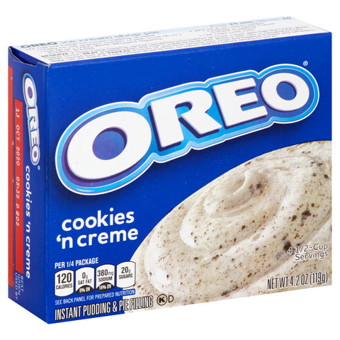 Jello Pudding and Pie Filling, Instant Oreo Cookies N Cream with Cookies Pieces, 4.2 Ounce -- 24 per case.