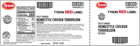 Tyson® Red Label™ CHICKEN BREAST TENDERLOIN BREADED HOMESTYLE FC 108 PC 10383200928