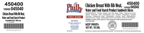 Advance Food Philly Chicken Flat Steak, 4 Ounce -- 40 per case.