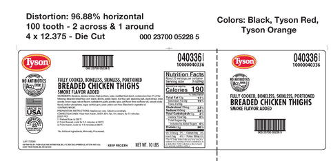 Tyson® CHICKEN THIGH STRIP BREADED PCK NAE 40336-0928