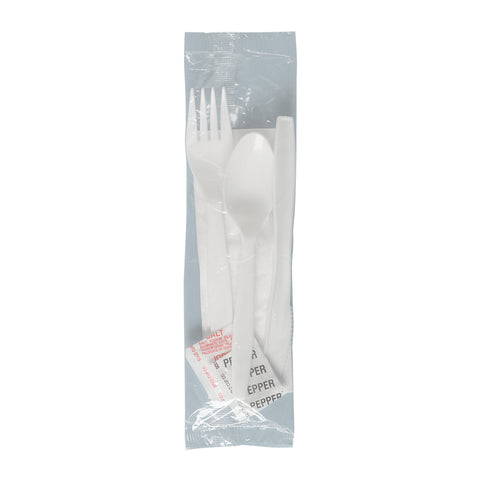 Solo® Regal™ CUTLERY KIT MEDIUM WEIGHT WHITE K-F-S NAPKIN 9X13 S&P PP