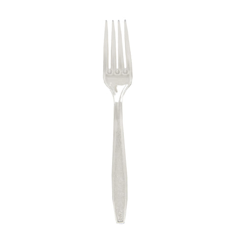 SOLO Cup Company Guildware Heavyweight Plastic Cutlery, Forks, Clear, 1000/Carton