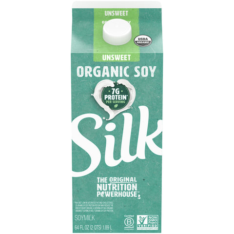 Silk Organic Unsweet Soymilk, 64 Ounce -- 6 per case