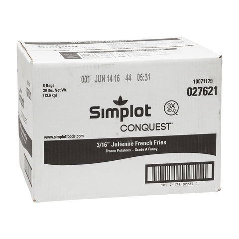 Simplot Conquest Julienne Clear Coat Potato Fries, 5 Pound -- 6 per case.
