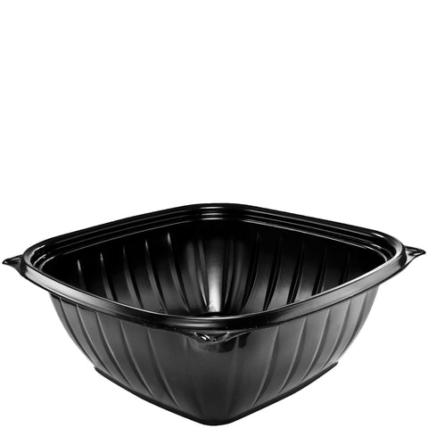 Bowl Plastic Square Microwaveable Black 64 Oz