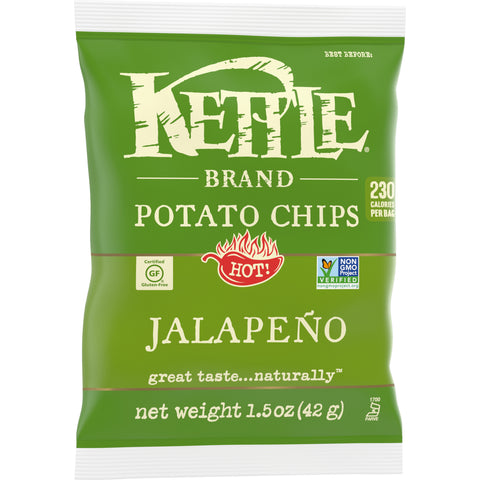 Kettle Foods Jalapeno Potato Chips, 1.5 Ounce -- 24 per case.