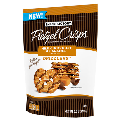 Pretzel Crisps PRETZEL CRISP MILK CHOCOLATE CARAMEL DRIZZLERS