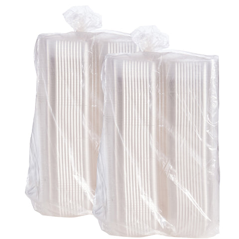 Dart Container Oriented Polystyrene Medium Clear Oblong Hinged Barlock Container with Dome Lid, 9 inch -- 250 per case