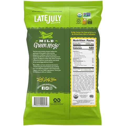 Late July Snacks TORTILLA CHIP MULTI-GRAIN GREEN MOJO